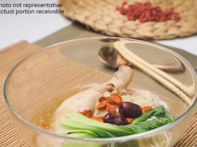 Double Boiled Chicken Soup with Vermicelli and Bok Choy (serves 2)