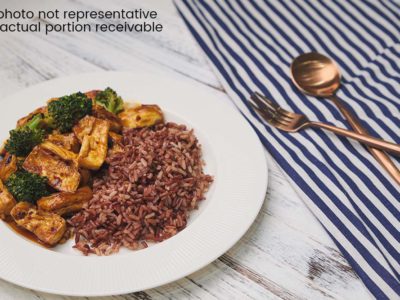 General Tso’s Tofu with Broccoli and Multigrain Rice (Vegetarian) (serves 2)