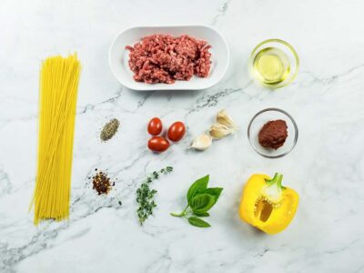 Sunny Bolognese Angel Hair Pasta (serves 2)