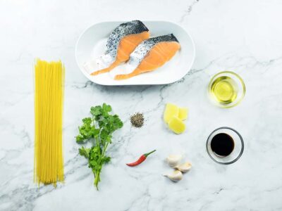 Indonesian Salmon Angel Hair Pasta (serves 2)