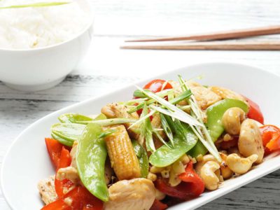 Stir Fry Cashew Chicken with Rice (serves 2)