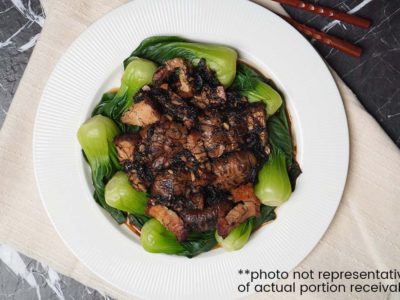 Braised Mushrooms with Roast Pork & Fatt Choy (serves 2)