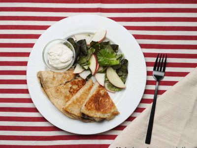 Mushrooms Tortilla Melts with Apple Salad (Vegetarian) (serves 2)