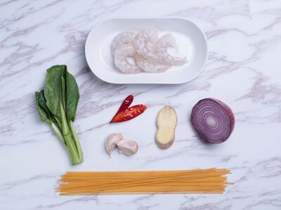 Kung Pao Prawns Pasta (serves 2)