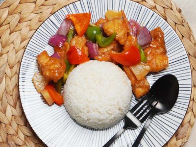 Sweet and Sour Fish with Rice (serves 2)