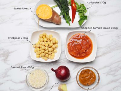 Sweet Potato, Chickpeas & Spinach Curry (Vegan) (Serves 2)