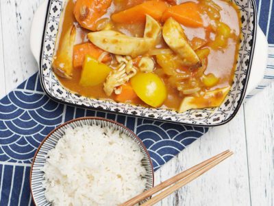 Japanese Curry Mushrooms & Vegetables with Rice (Vegan) (Serves 2)