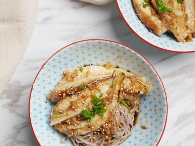 Stove Grilled Eggplant Soba (Vegan) (Serves 2)