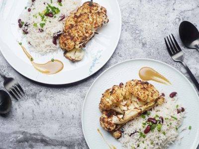 Cauliflower Steak with Rice & Beans (Serves 2)