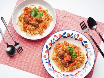 Vegan Meatballs Spaghetti (Serves 2)