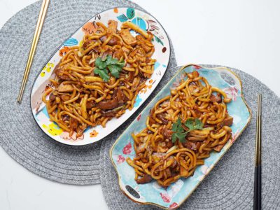 Soy Braised Mushrooms Tofu Udon (Serves 2)