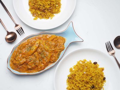 Vegan Fish Curry with Biryani Rice (Serves 2)