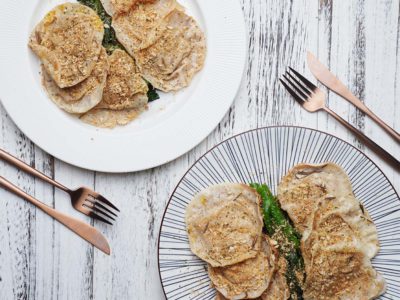 Vegan Pumpkin Tofu Cheater’s Ravioli (Serves 2)