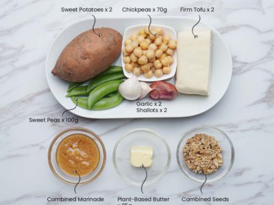 Vegan Seeds Crusted Tofu with Sweet Potato Chickpeas Mash (Serves 2)