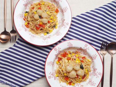 Scallops and Corn Pasta (Serves 2)